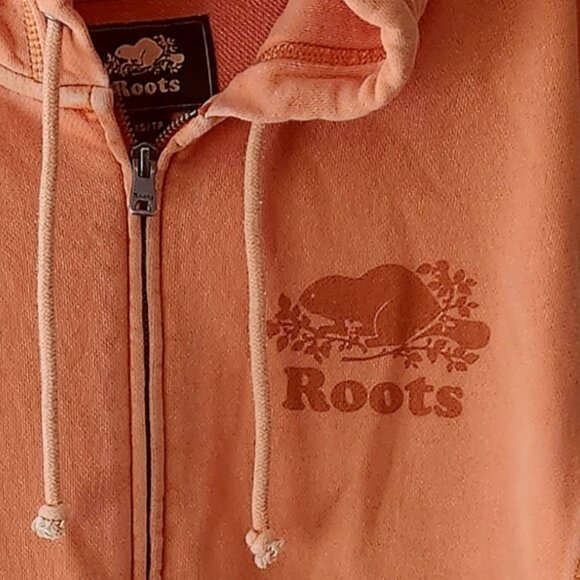 Unusual Orange ROOTS hoodie Jacket full zip - Iconic Canadian Beaver 100% Cotton - Picture 2 of 7